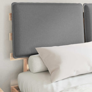 Sängram med Klädd Huvudgavel Ljusgrå 135 x 190 cm Massiv furu