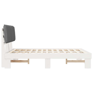 Sängram med Klädd Huvudgavel Ljusgrå 135 x 190 cm Massiv furu