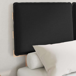 Sängram med Klädd Huvudgavel Svart 120 x 190 cm Massiv furu