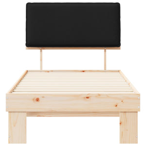 Sängram med Klädd Huvudgavel Svart 100 x 200 cm Massiv furu