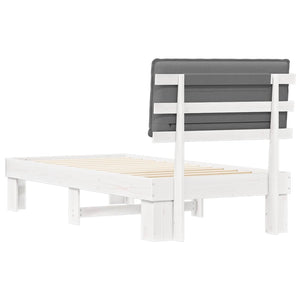 Sängram med Klädd Huvudgavel Ljusgrå 90 x 200 cm Massiv furu