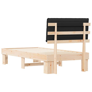 Sängram med Klädd Huvudgavel Svart 80 x 200 cm Massiv furu