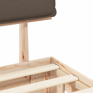 Sängram med Klädd Huvudgavel Taupe 80 x 200 cm Massiv furu