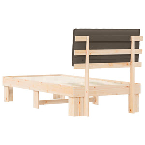 Sängram med Klädd Huvudgavel Taupe 80 x 200 cm Massiv furu