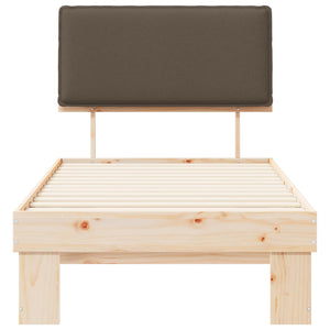 Sängram med Klädd Huvudgavel Taupe 80 x 200 cm Massiv furu