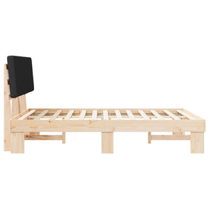 Sängram med Klädd Huvudgavel Svart 150 x 200 cm Massiv furu