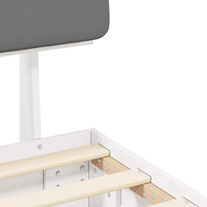 Sängram med Klädd Huvudgavel Ljusgrå 120 x 200 cm Massiv furu