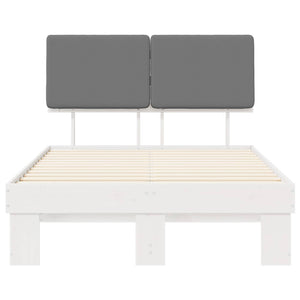 Sängram med Klädd Huvudgavel Ljusgrå 120 x 200 cm Massiv furu
