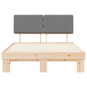 Sängram med Klädd Huvudgavel Ljusgrå 120 x 190 cm Massiv furu