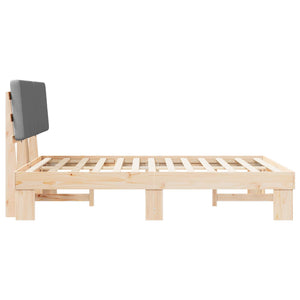 Sängram med Klädd Huvudgavel Ljusgrå 120 x 190 cm Massiv furu