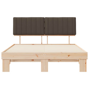 Sängram med Klädd Huvudgavel Taupe 150 x 200 cm Massiv furu