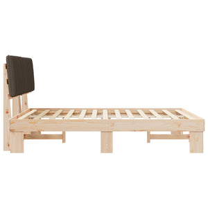 Sängram med Klädd Huvudgavel Taupe 150 x 200 cm Massiv furu