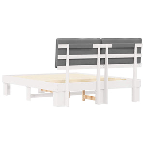 Sängram med Klädd Huvudgavel Ljusgrå 150 x 200 cm Massiv furu