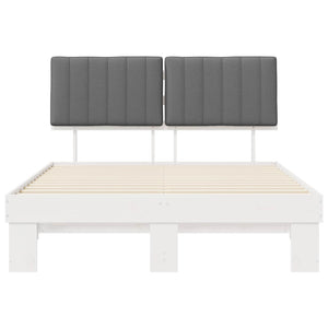 Sängram med Klädd Huvudgavel Ljusgrå 140 x 200 cm Massiv furu