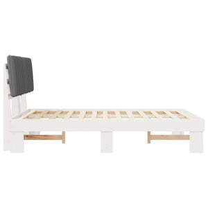Sängram med Klädd Huvudgavel Ljusgrå 140 x 200 cm Massiv furu