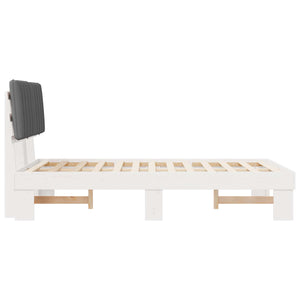 Sängram med Klädd Huvudgavel Ljusgrå 120 x 190 cm Massiv furu