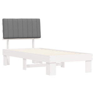 Sängram med Klädd Huvudgavel Ljusgrå 90 x 200 cm Massiv furu