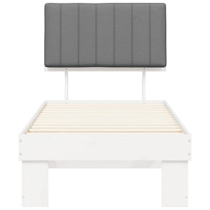 Sängram med Klädd Huvudgavel Ljusgrå 80 x 200 cm Massiv furu