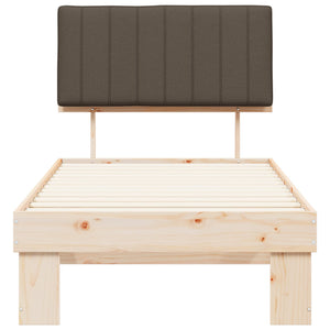 Sängram med Klädd Huvudgavel Taupe 90 x 190 cm Massiv furu