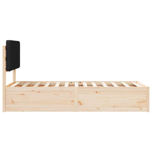 Sängram med Klädd Huvudgavel Svart 75 x 190 cm Massiv furu