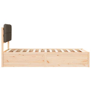 Sängram med Klädd Huvudgavel Taupe 80 x 200 cm Massiv furu