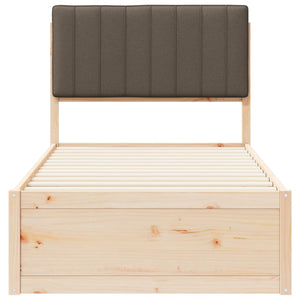 Sängram med Klädd Huvudgavel Taupe 90 x 200 cm Massiv furu