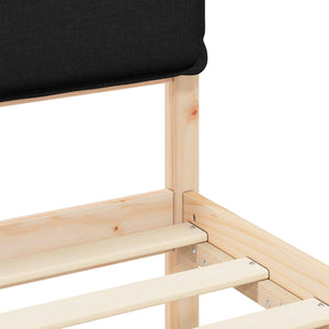 Sängram med Klädd Huvudgavel Svart 100 x 200 cm Massiv furu