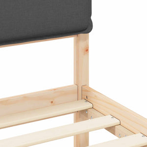 Sängram med Klädd Huvudgavel Mörkgrå 90 x 190 cm Massiv furu