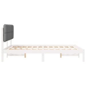 Sängram med Klädd Huvudgavel Ljusgrå 150 x 200 cm Massiv furu