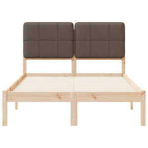 Sängram med Klädd Huvudgavel Taupe 120 x 200 cm Massiv furu