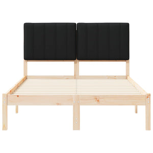 Sängram med Klädd Huvudgavel Svart 120 x 190 cm Massiv furu