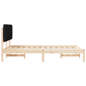Sängram med Klädd Huvudgavel Svart 120 x 190 cm Massiv furu