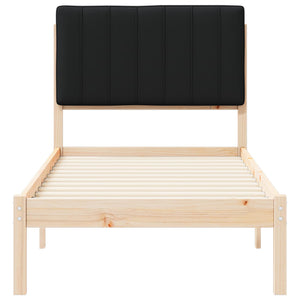 Sängram med Klädd Huvudgavel Svart 80 x 200 cm Massiv furu