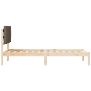 Sängram med Klädd Huvudgavel Taupe 75 x 190 cm Massiv furu