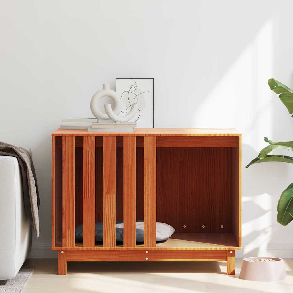 Hundhus med lagring Vaxbrun 90 x 60 x 67 cm Massiv furu