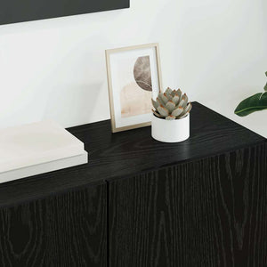 TV-väggmodul Väggmonterad 5 pcs Svart Ek Konstruerat trä