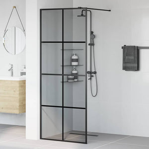 Walk-in Duschvägg Svart 80 x 195 cm härdat glas