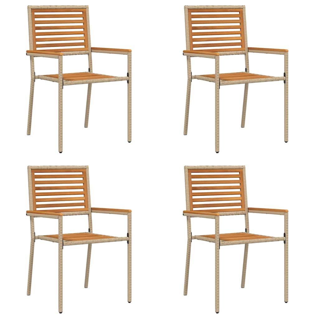 Trädgårds stapelbara stolar 4 st Brun och beige