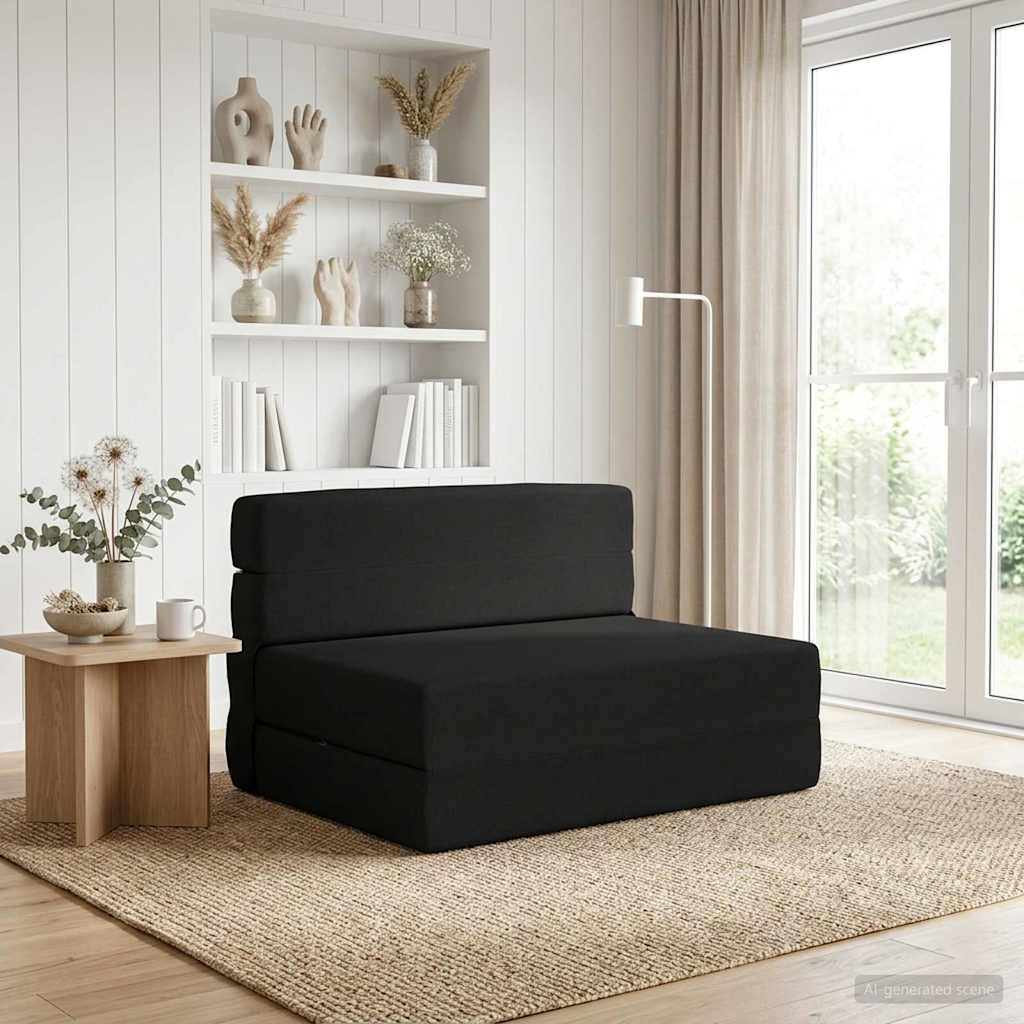 Fällbar Soffbed Svart 70 x 72 x 60 cm Tyg