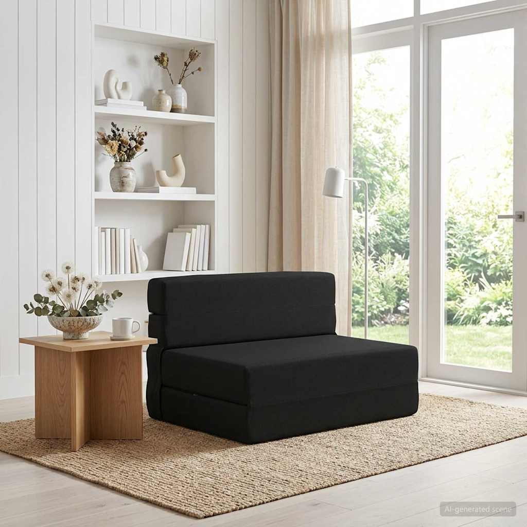 Fällbar Soffbed Svart 70 x 80 x 60 cm Tyg