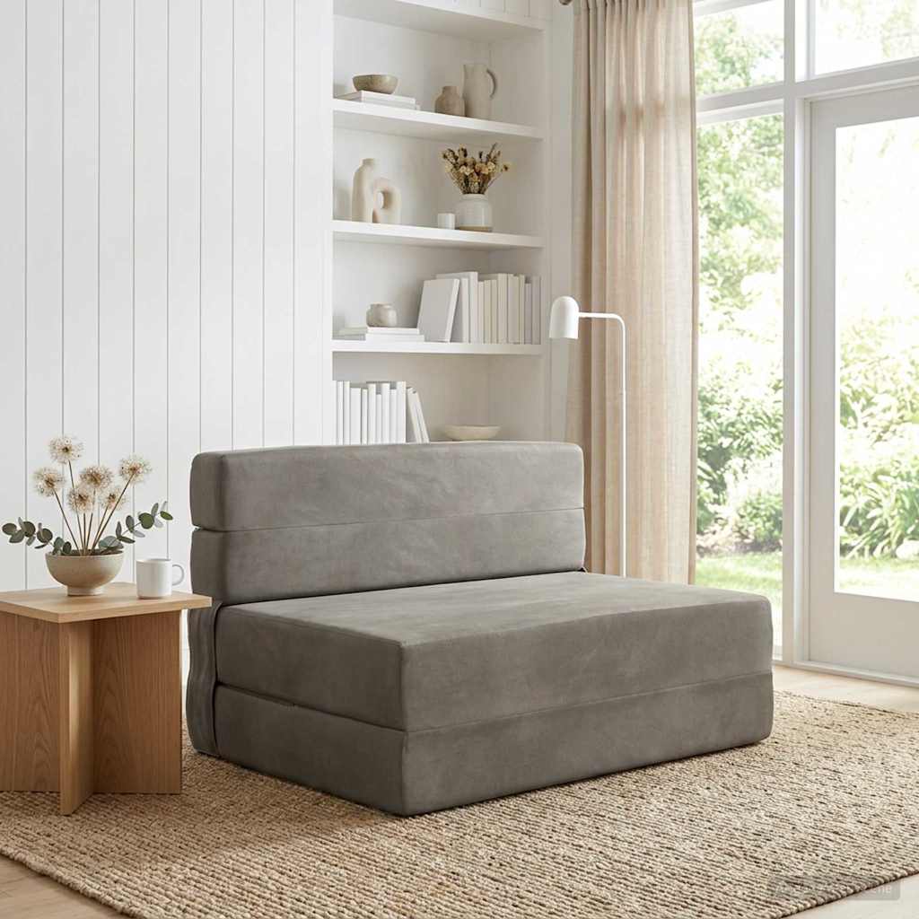 Fällbar Soffbed Ljusgrå 70 x 80 x 60 cm Tyg