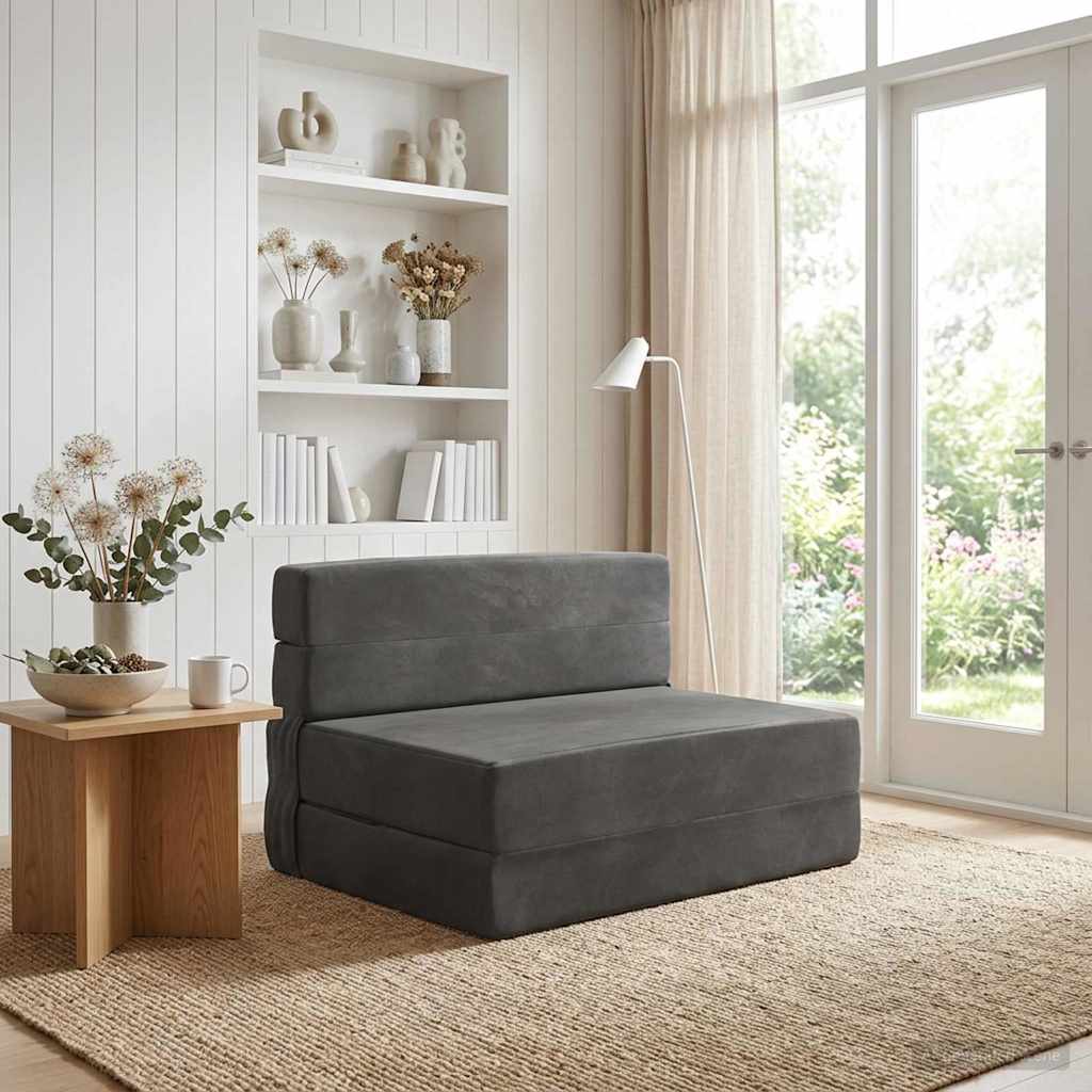 Fällbar Soffbed Mörkgrå 70 x 80 x 60 cm Tyg