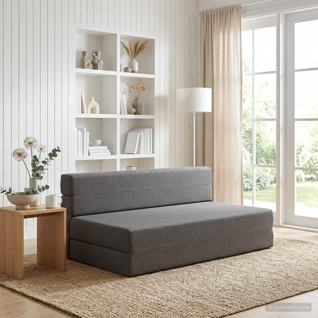 Fällbar Soffbed Ljusgrå 152 x 86,5 x 60 cm Tyg