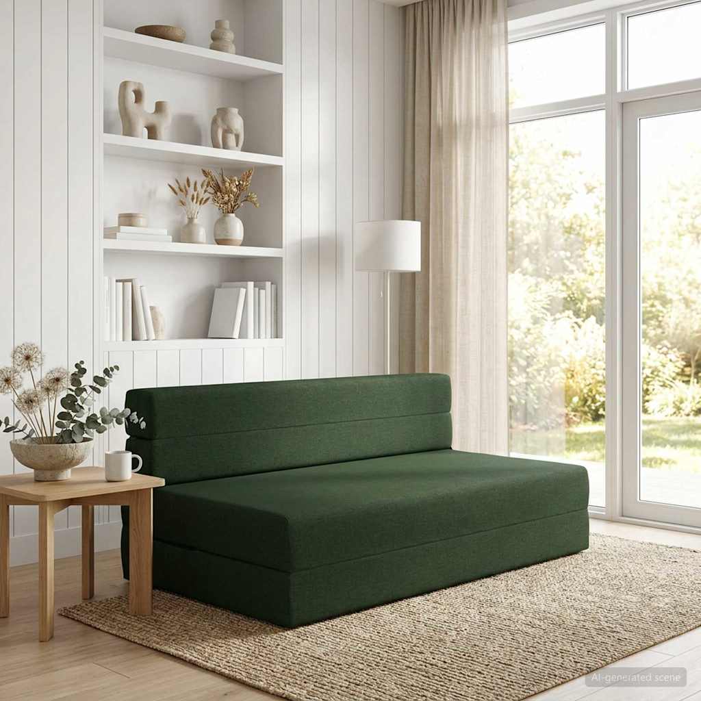 Fällbar Soffbed Mörkgrön 152 x 86,5 x 60 cm Tyg