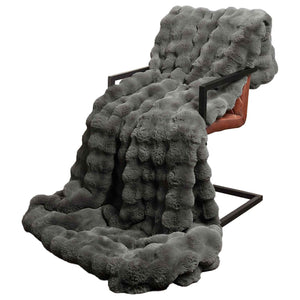 Faux Kaninpäls Filt 4 pcs Mörkgrå 130 x 150 cm Polyester