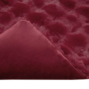 Faux Kaninpäls Filt Bordeaux Röd 130 x 150 cm Polyester