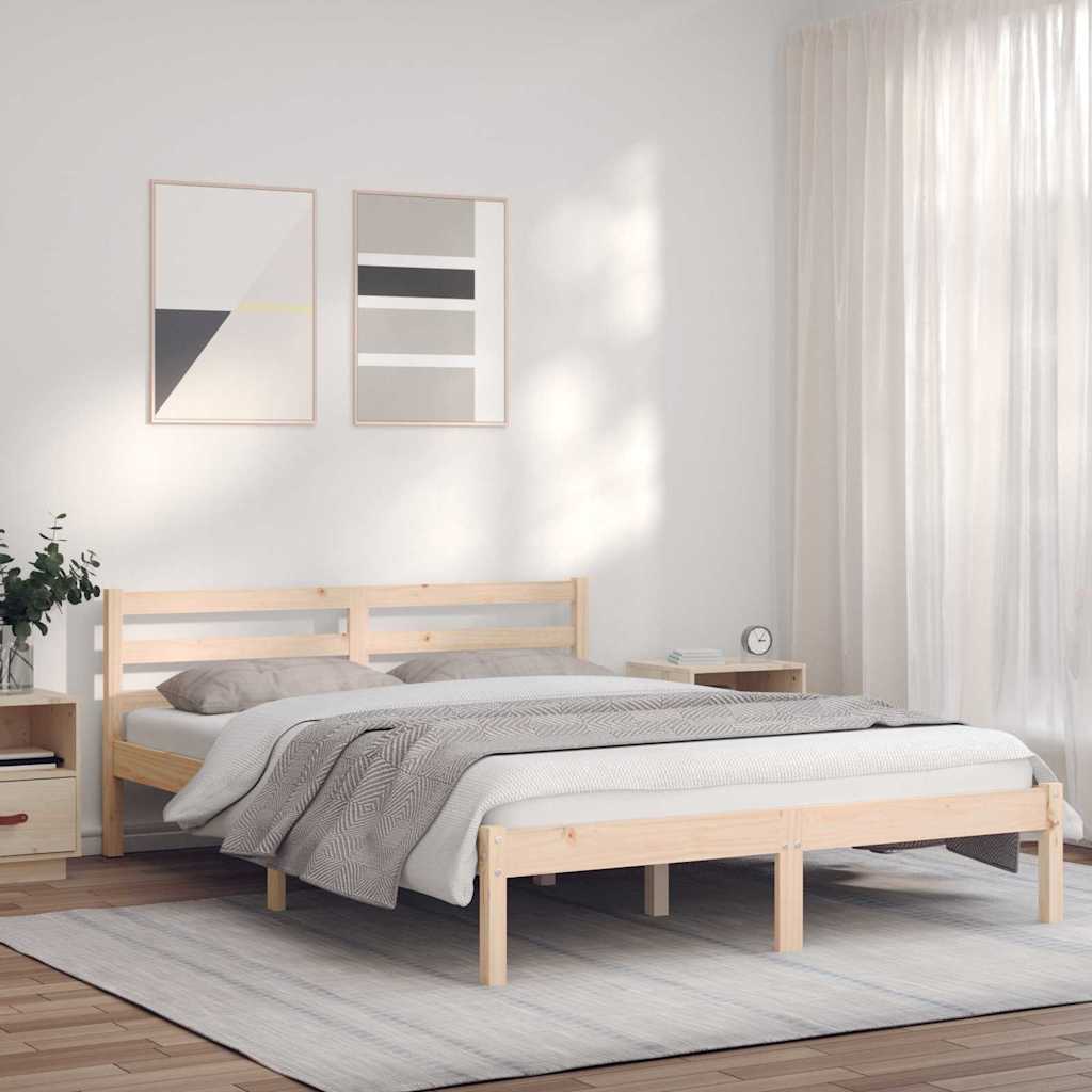 Sängram Naturfärg 208,5 x 157,5 x 69,5 cm Massiv furu