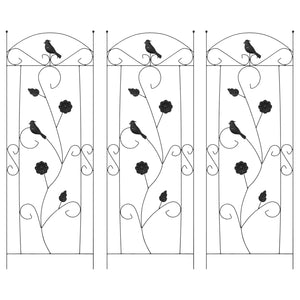 Trädgårdsstängsel 3 pcs Svart 112 x 40 cm Stål