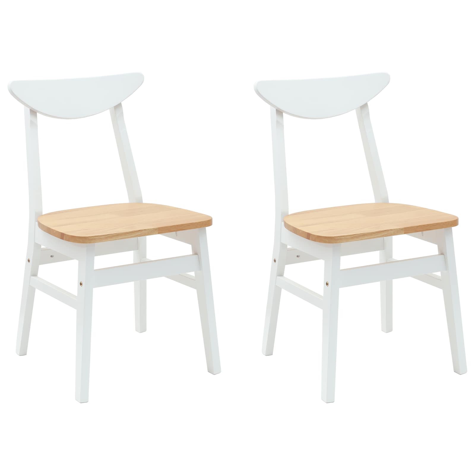 Matstolar 2 st Massiv Gummiträ Vit 42 x 47,5 x 81 cm