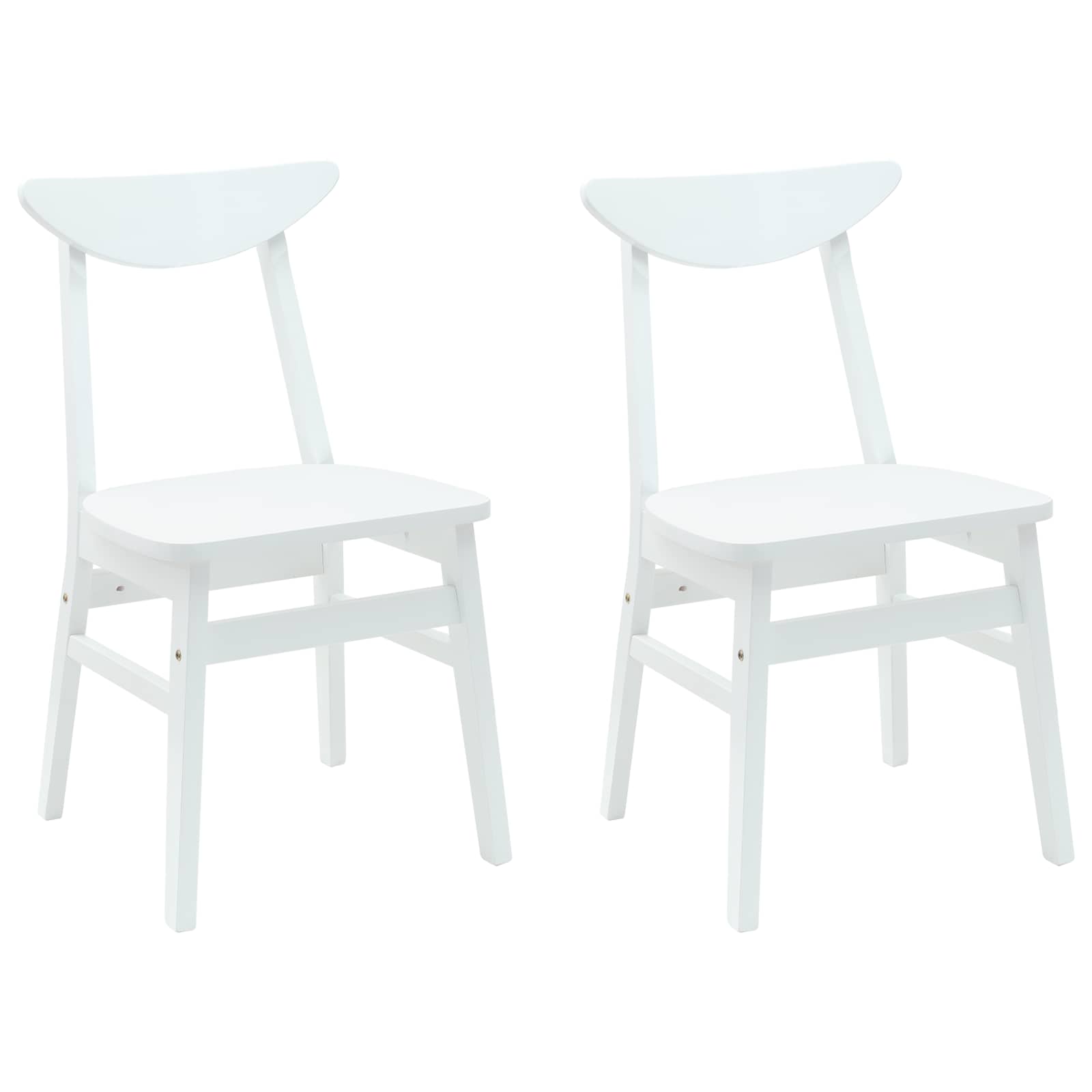 Matstolar 2 st Massiv Gummiträ Vit 42 x 47,5 x 81 cm